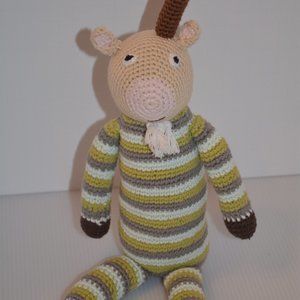 Pebble Handmade Knit Plush Lovey Baby Rattle Toy